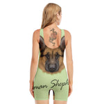 German Shepherd Dog Portrait Print Sleeveless One Piece Swimsuit