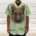 German Shepherd Dog Portrait Print Textured Short Sleeve Shirt