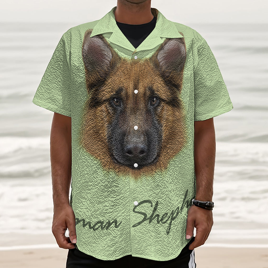 German Shepherd Dog Portrait Print Textured Short Sleeve Shirt