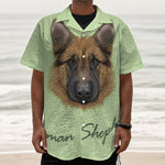 German Shepherd Dog Portrait Print Textured Short Sleeve Shirt