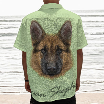 German Shepherd Dog Portrait Print Textured Short Sleeve Shirt