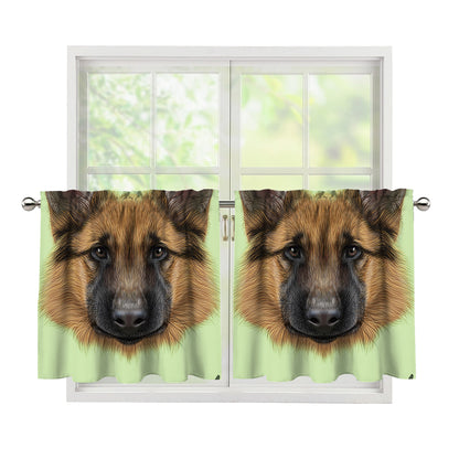 German Shepherd Dog Portrait Print Tier Curtains