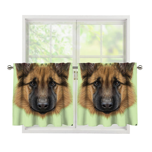 German Shepherd Dog Portrait Print Tier Curtains