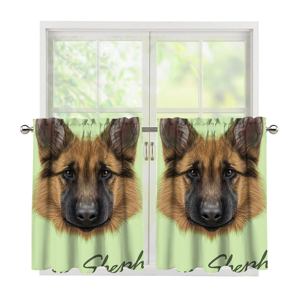 German Shepherd Dog Portrait Print Tier Curtains