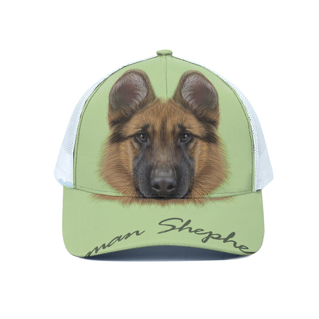 German Shepherd Dog Portrait Print White Mesh Trucker Cap