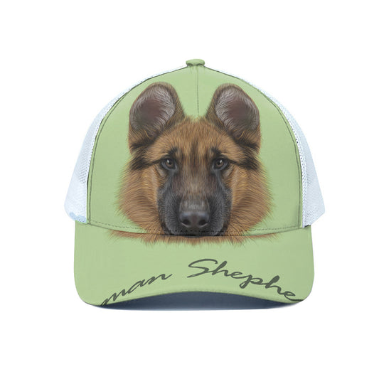 German Shepherd Dog Portrait Print White Mesh Trucker Cap
