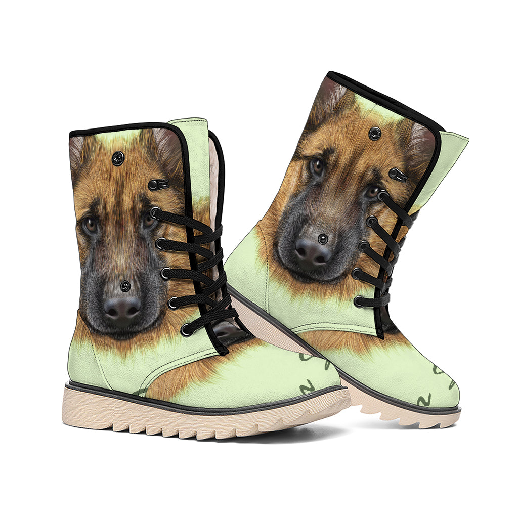 German Shepherd Dog Portrait Print Winter Boots