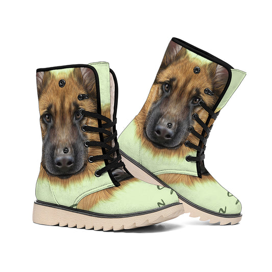 German Shepherd Dog Portrait Print Winter Boots