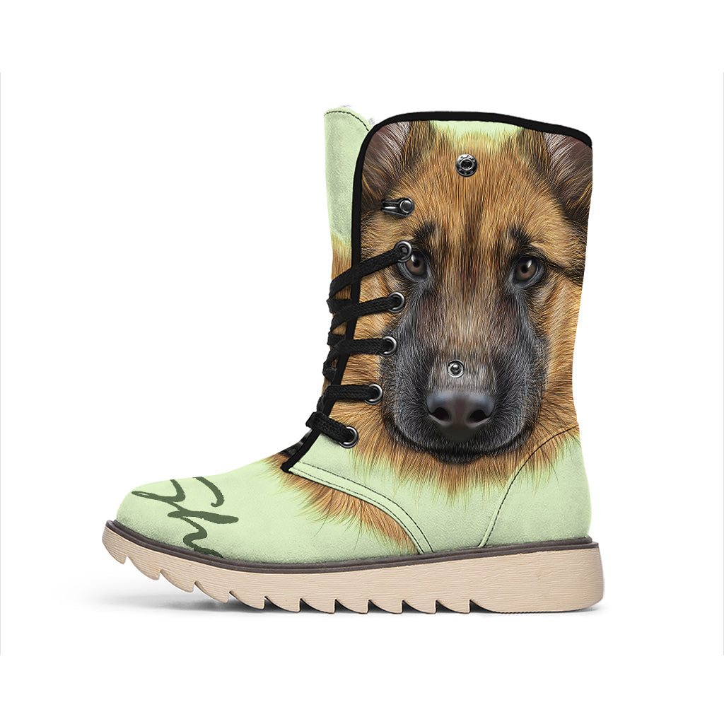 German Shepherd Dog Portrait Print Winter Boots