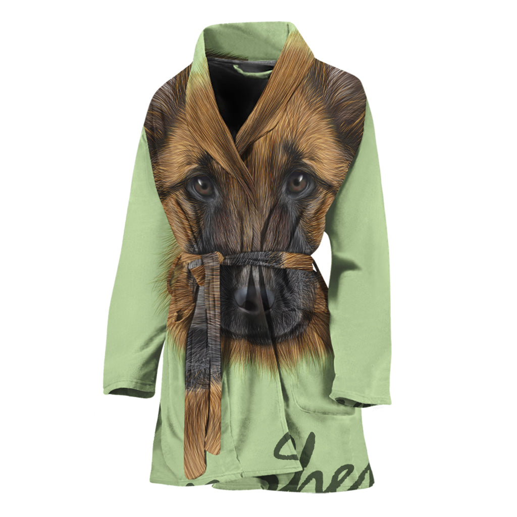 German Shepherd Dog Portrait Print Women's Bathrobe