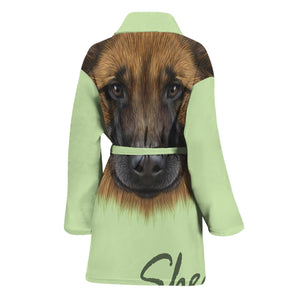 German Shepherd Dog Portrait Print Women's Bathrobe