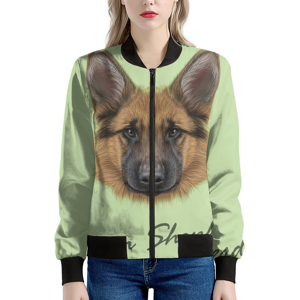 German Shepherd Dog Portrait Print Women's Bomber Jacket