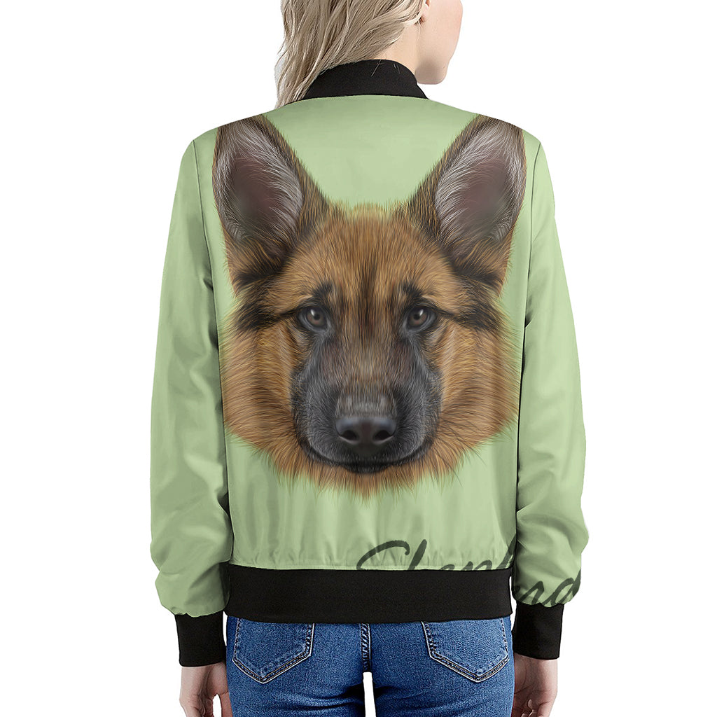 German Shepherd Dog Portrait Print Women's Bomber Jacket