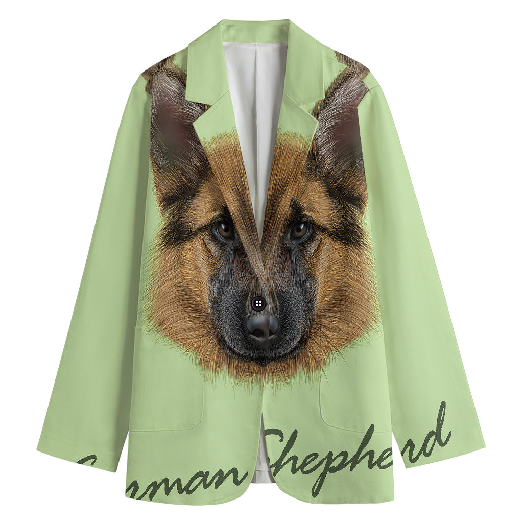 German Shepherd Dog Portrait Print Women's Cotton Blazer