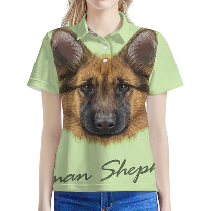German Shepherd Dog Portrait Print Women's Polo Shirt