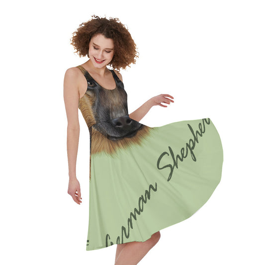 German Shepherd Dog Portrait Print Women's Sleeveless Dress