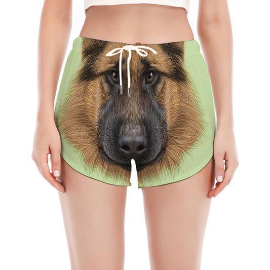 German Shepherd Dog Portrait Print Women's Split Running Shorts