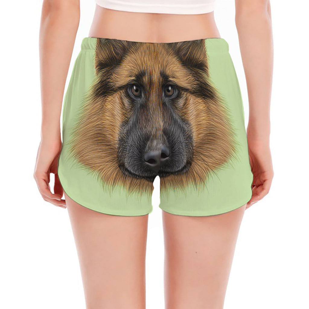 German Shepherd Dog Portrait Print Women's Split Running Shorts
