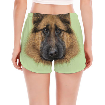 German Shepherd Dog Portrait Print Women's Split Running Shorts