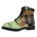 German Shepherd Dog Portrait Print Padded Collar Lace Up Boots