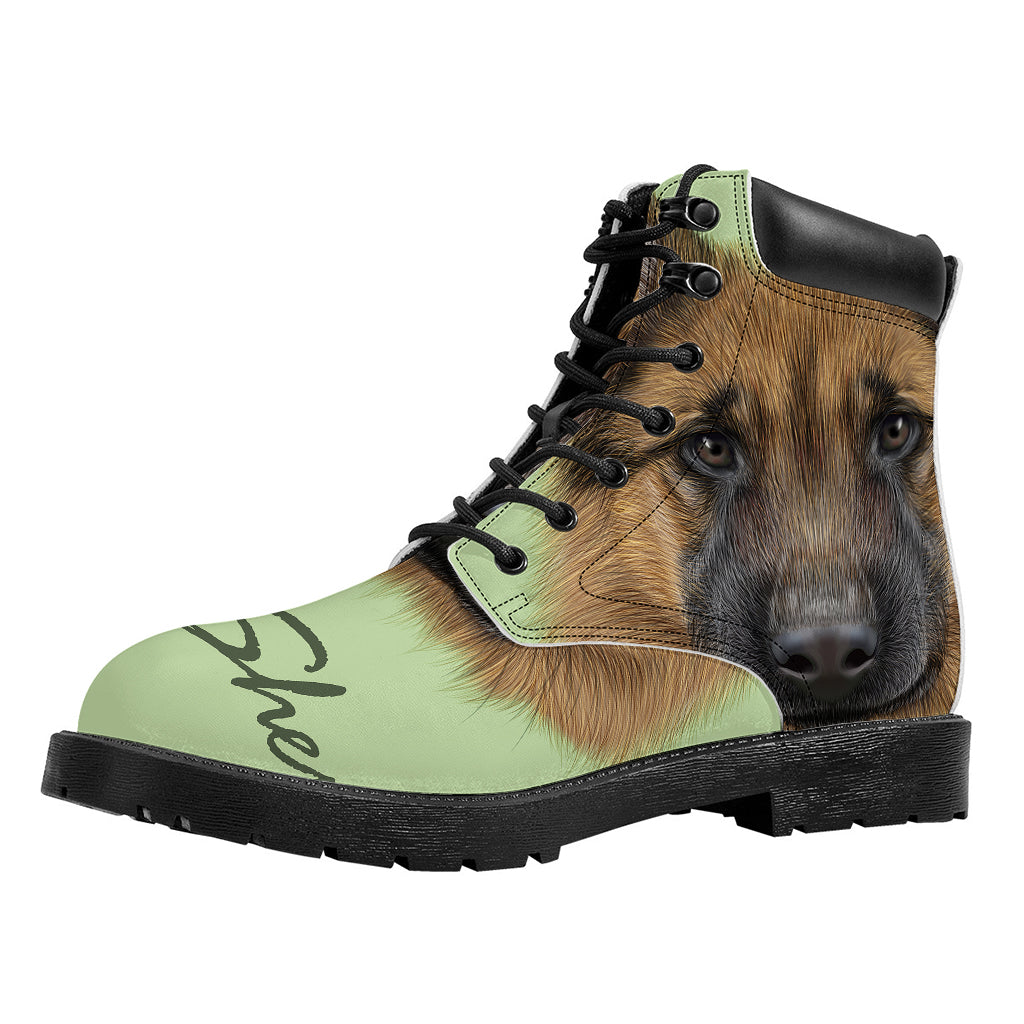 German Shepherd Dog Portrait Print Work Boots