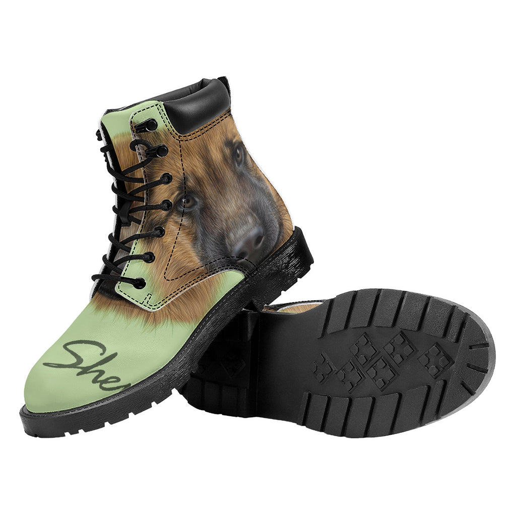 German Shepherd Dog Portrait Print Work Boots