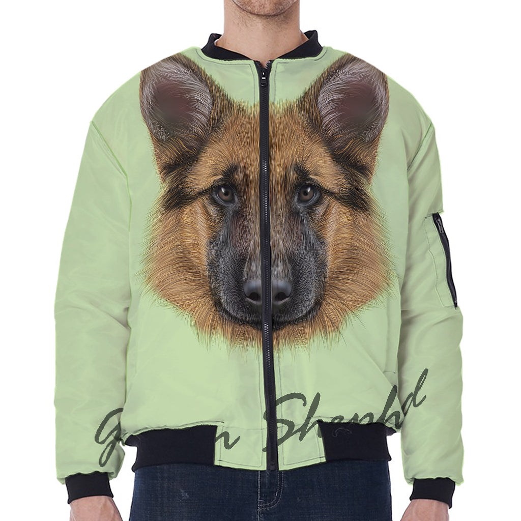 German Shepherd Dog Portrait Print Zip Sleeve Bomber Jacket