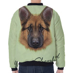 German Shepherd Dog Portrait Print Zip Sleeve Bomber Jacket