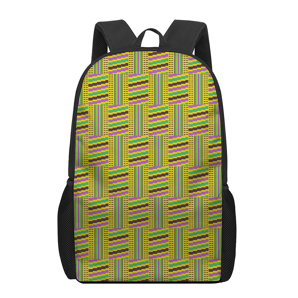 Ghana Kente Pattern Print 17 Inch Backpack