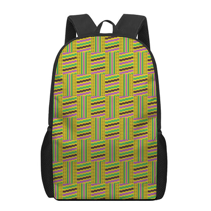 Ghana Kente Pattern Print 17 Inch Backpack