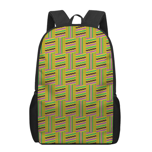 Ghana Kente Pattern Print 17 Inch Backpack