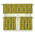 Ghana Kente Pattern Print 3 Piece Kitchen Curtains