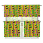 Ghana Kente Pattern Print 3 Piece Kitchen Curtains