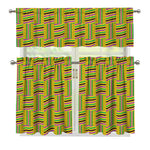 Ghana Kente Pattern Print 3 Piece Kitchen Curtains