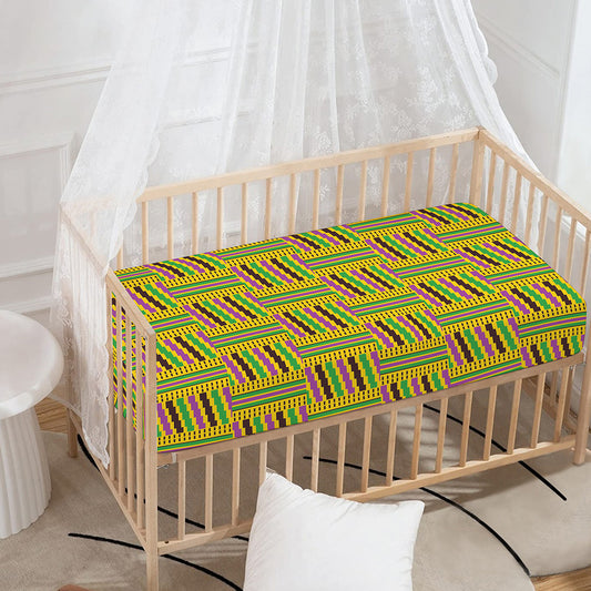 Ghana Kente Pattern Print Baby Crib Sheet