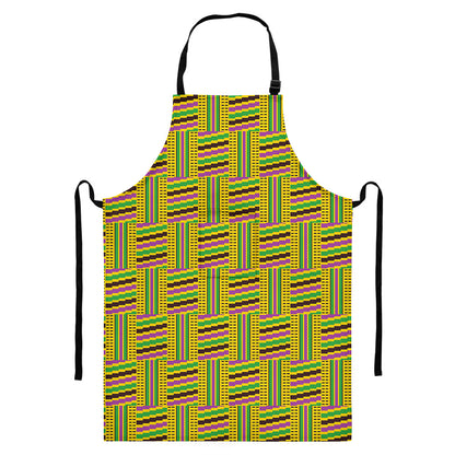 Ghana Kente Pattern Print Bib Apron With Pocket