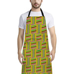 Ghana Kente Pattern Print Bib Apron With Pocket