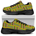 Ghana Kente Pattern Print Black Chunky Shoes