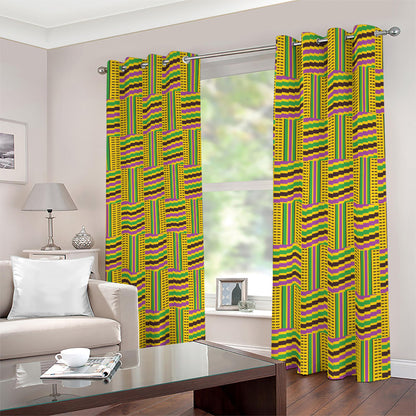 Ghana Kente Pattern Print Blackout Grommet Curtains