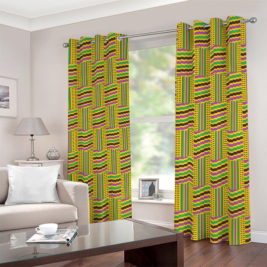 Ghana Kente Pattern Print Blackout Grommet Curtains