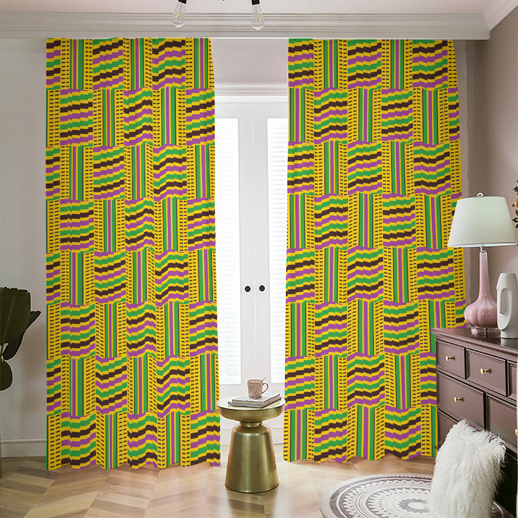 Ghana Kente Pattern Print Blackout Pencil Pleat Curtains
