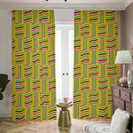 Ghana Kente Pattern Print Blackout Pencil Pleat Curtains