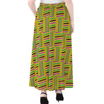 Ghana Kente Pattern Print Chiffon Maxi Skirt