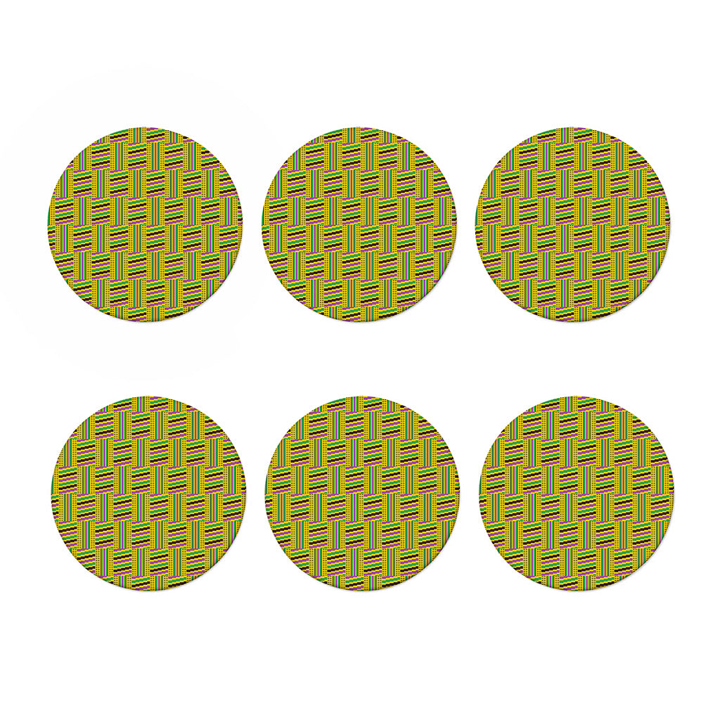 Ghana Kente Pattern Print Coaster Set