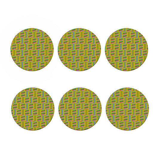 Ghana Kente Pattern Print Coaster Set