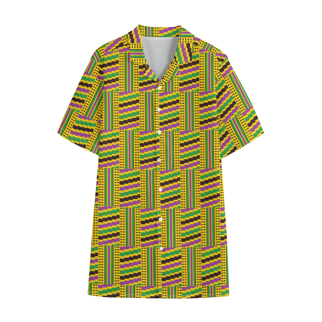 Ghana Kente Pattern Print Cotton Hawaiian Shirt