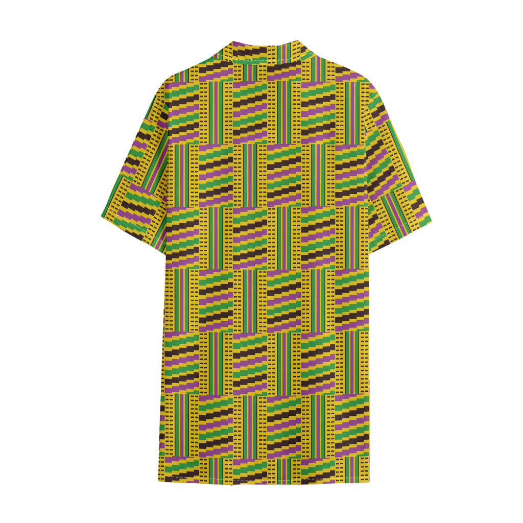 Ghana Kente Pattern Print Cotton Hawaiian Shirt