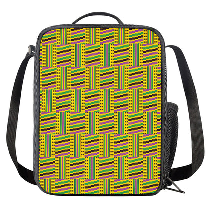Ghana Kente Pattern Print Crossbody Lunch Bag