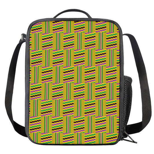 Ghana Kente Pattern Print Crossbody Lunch Bag