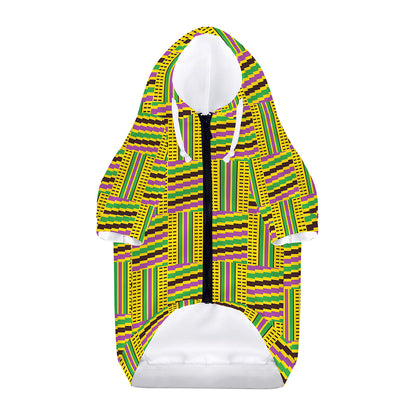 Ghana Kente Pattern Print Dog Zip Up Hoodie